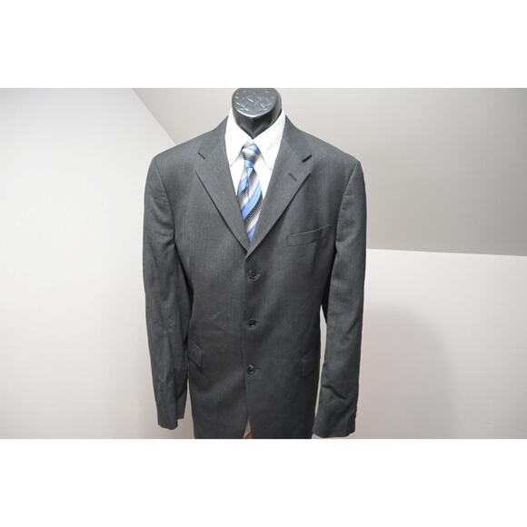Tommy Hilfiger 100% Wool Dark Gray Suit Pants Jacket USA MADE Mens 34 x 32 x 44L - Picture 2 of 16